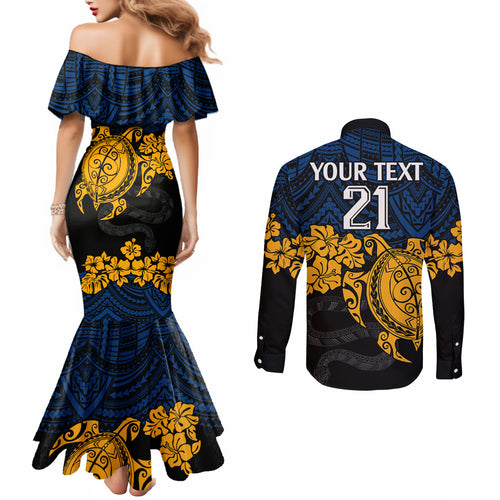 custom-parra-eels-rugby-couples-matching-mermaid-dress-and-long-sleeve-button-shirt-hibiscus-and-turtle-with-polynesian-pattern
