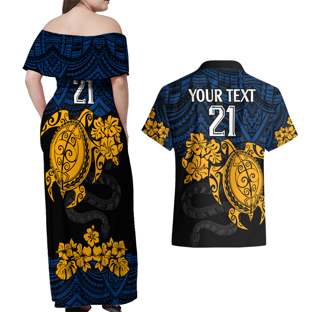 custom-parra-eels-rugby-couples-matching-off-shoulder-maxi-dress-and-hawaiian-shirt-hibiscus-and-turtle-with-polynesian-pattern