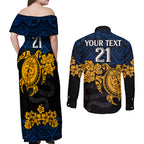 custom-parra-eels-rugby-couples-matching-off-shoulder-maxi-dress-and-long-sleeve-button-shirt-hibiscus-and-turtle-with-polynesian-pattern