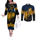 custom-parra-eels-rugby-couples-matching-off-the-shoulder-long-sleeve-dress-and-long-sleeve-button-shirt-hibiscus-and-turtle-with-polynesian-pattern