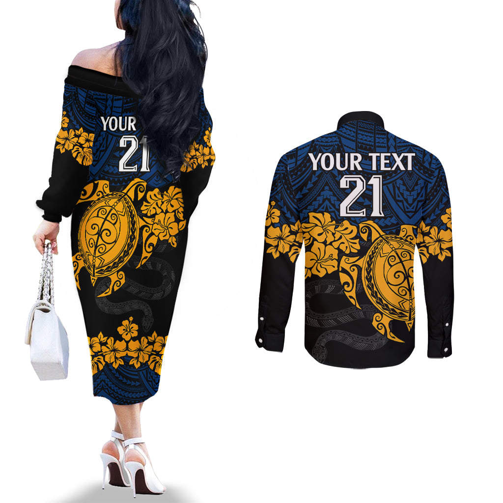 custom-parra-eels-rugby-couples-matching-off-the-shoulder-long-sleeve-dress-and-long-sleeve-button-shirt-hibiscus-and-turtle-with-polynesian-pattern
