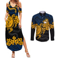 custom-parra-eels-rugby-couples-matching-summer-maxi-dress-and-long-sleeve-button-shirt-hibiscus-and-turtle-with-polynesian-pattern