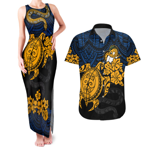 custom-parra-eels-rugby-couples-matching-tank-maxi-dress-and-hawaiian-shirt-hibiscus-and-turtle-with-polynesian-pattern
