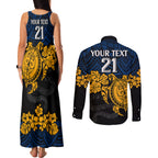 custom-parra-eels-rugby-couples-matching-tank-maxi-dress-and-long-sleeve-button-shirt-hibiscus-and-turtle-with-polynesian-pattern