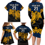 custom-parra-eels-rugby-family-matching-long-sleeve-bodycon-dress-and-hawaiian-shirt-hibiscus-and-turtle-with-polynesian-pattern