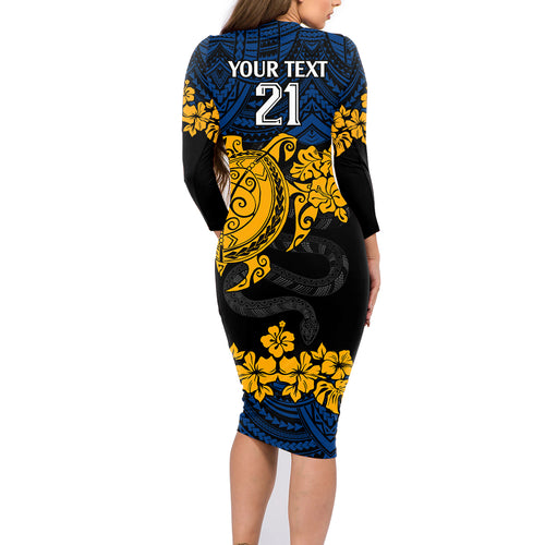 custom-parra-eels-rugby-family-matching-long-sleeve-bodycon-dress-and-hawaiian-shirt-hibiscus-and-turtle-with-polynesian-pattern