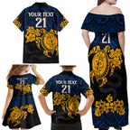 custom-parra-eels-rugby-family-matching-off-shoulder-maxi-dress-and-hawaiian-shirt-hibiscus-and-turtle-with-polynesian-pattern