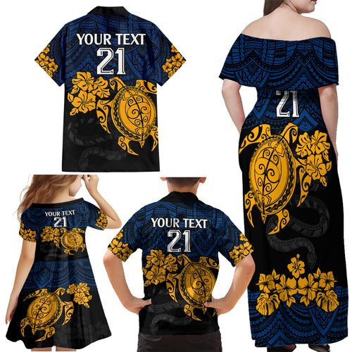 custom-parra-eels-rugby-family-matching-off-shoulder-maxi-dress-and-hawaiian-shirt-hibiscus-and-turtle-with-polynesian-pattern