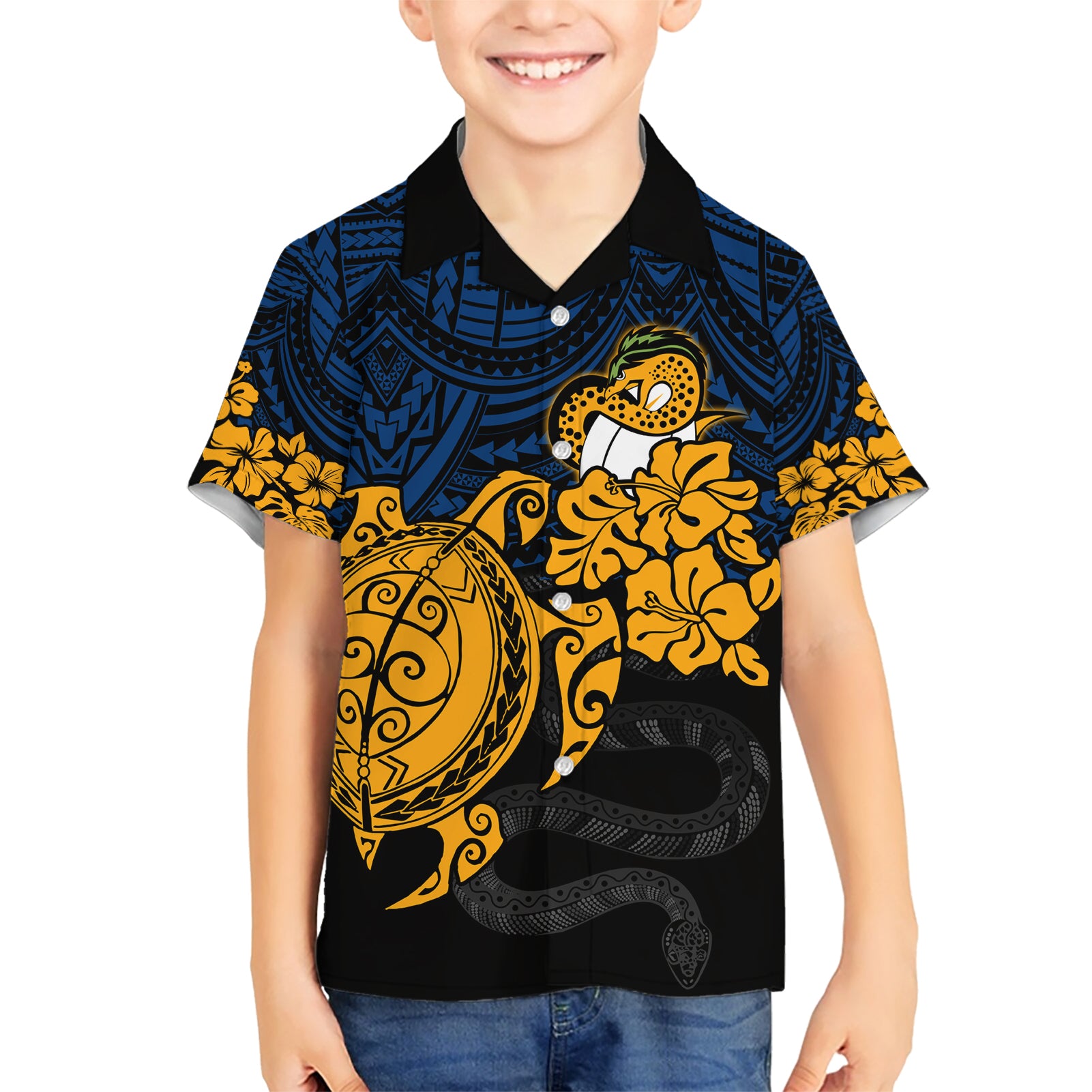 custom-parra-eels-rugby-hawaiian-shirt-hibiscus-and-turtle-with-polynesian-pattern