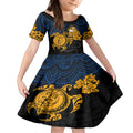 custom-parra-eels-rugby-kid-short-sleeve-dress-hibiscus-and-turtle-with-polynesian-pattern