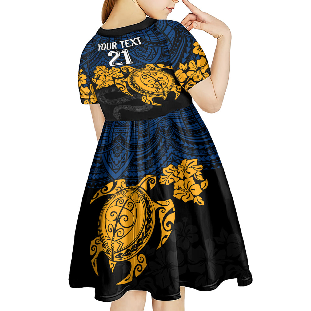 custom-parra-eels-rugby-kid-short-sleeve-dress-hibiscus-and-turtle-with-polynesian-pattern