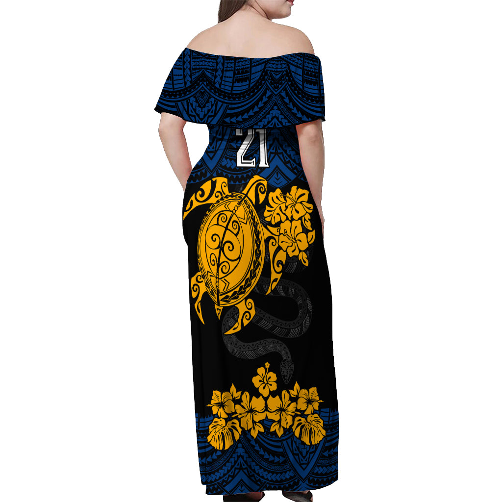 custom-parra-eels-rugby-off-shoulder-maxi-dress-hibiscus-and-turtle-with-polynesian-pattern