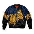 custom-parra-eels-rugby-sleeve-zip-bomber-jacket-hibiscus-and-turtle-with-polynesian-pattern