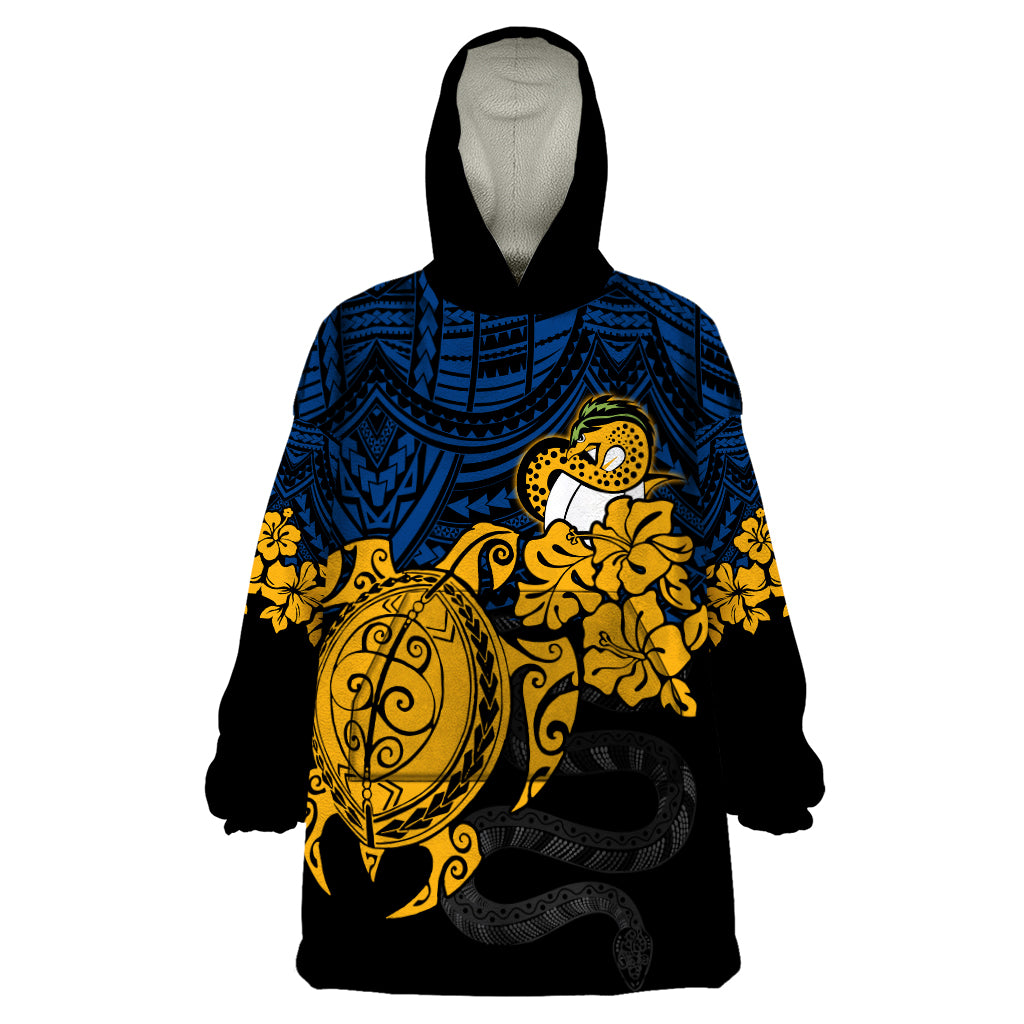 custom-parra-eels-rugby-wearable-blanket-hoodie-hibiscus-and-turtle-with-polynesian-pattern