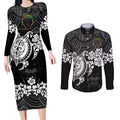 custom-panthers-rugby-couples-matching-long-sleeve-bodycon-dress-and-long-sleeve-button-shirt-penrith-hibiscus-and-turtle-with-polynesian-pattern
