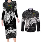 custom-panthers-rugby-couples-matching-long-sleeve-bodycon-dress-and-long-sleeve-button-shirt-penrith-hibiscus-and-turtle-with-polynesian-pattern