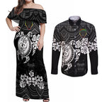 custom-panthers-rugby-couples-matching-off-shoulder-maxi-dress-and-long-sleeve-button-shirt-penrith-hibiscus-and-turtle-with-polynesian-pattern