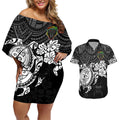 custom-panthers-rugby-couples-matching-off-shoulder-short-dress-and-hawaiian-shirt-penrith-hibiscus-and-turtle-with-polynesian-pattern