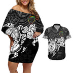 custom-panthers-rugby-couples-matching-off-shoulder-short-dress-and-hawaiian-shirt-penrith-hibiscus-and-turtle-with-polynesian-pattern