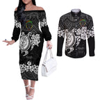 custom-panthers-rugby-couples-matching-off-the-shoulder-long-sleeve-dress-and-long-sleeve-button-shirt-penrith-hibiscus-and-turtle-with-polynesian-pattern