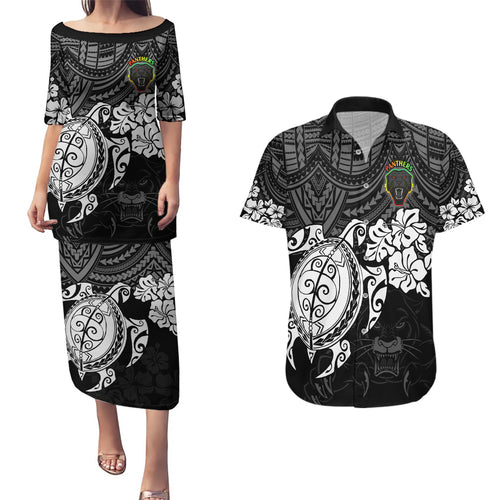 custom-panthers-rugby-couples-matching-puletasi-dress-and-hawaiian-shirt-penrith-hibiscus-and-turtle-with-polynesian-pattern