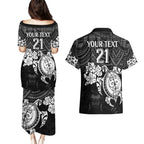 custom-panthers-rugby-couples-matching-puletasi-dress-and-hawaiian-shirt-penrith-hibiscus-and-turtle-with-polynesian-pattern
