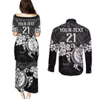 custom-panthers-rugby-couples-matching-puletasi-dress-and-long-sleeve-button-shirt-penrith-hibiscus-and-turtle-with-polynesian-pattern