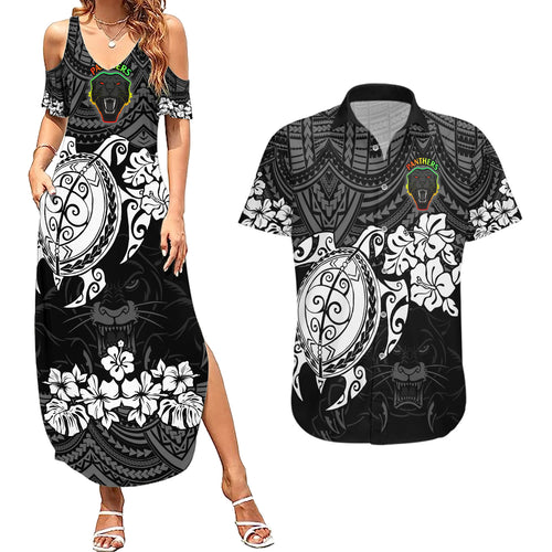 custom-panthers-rugby-couples-matching-summer-maxi-dress-and-hawaiian-shirt-penrith-hibiscus-and-turtle-with-polynesian-pattern