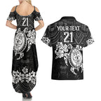 custom-panthers-rugby-couples-matching-summer-maxi-dress-and-hawaiian-shirt-penrith-hibiscus-and-turtle-with-polynesian-pattern