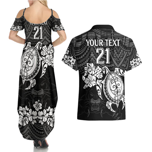 custom-panthers-rugby-couples-matching-summer-maxi-dress-and-hawaiian-shirt-penrith-hibiscus-and-turtle-with-polynesian-pattern
