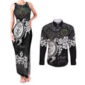 custom-panthers-rugby-couples-matching-tank-maxi-dress-and-long-sleeve-button-shirt-penrith-hibiscus-and-turtle-with-polynesian-pattern