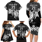custom-panthers-rugby-family-matching-long-sleeve-bodycon-dress-and-hawaiian-shirt-penrith-hibiscus-and-turtle-with-polynesian-pattern