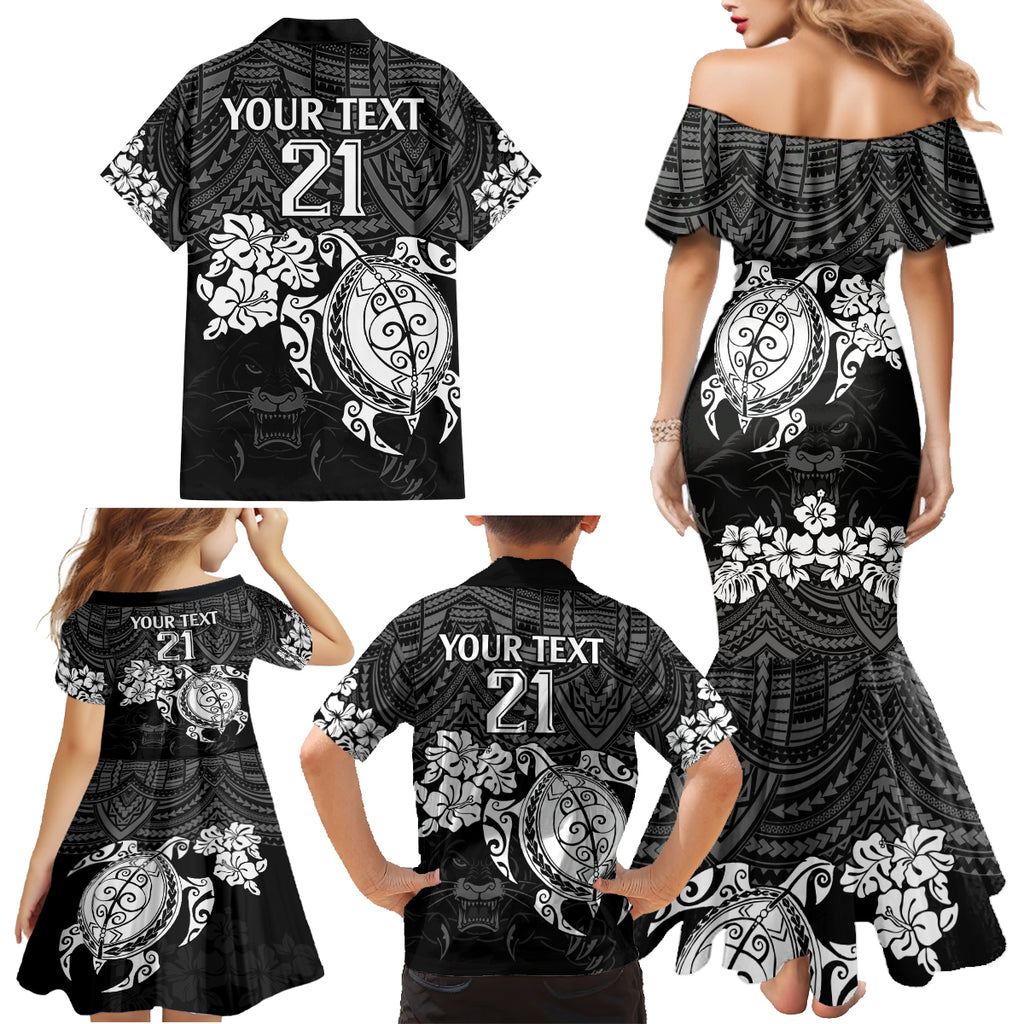 custom-panthers-rugby-family-matching-mermaid-dress-and-hawaiian-shirt-penrith-hibiscus-and-turtle-with-polynesian-pattern