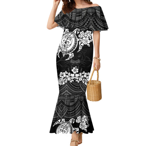 custom-panthers-rugby-family-matching-mermaid-dress-and-hawaiian-shirt-penrith-hibiscus-and-turtle-with-polynesian-pattern
