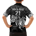 custom-panthers-rugby-family-matching-off-shoulder-maxi-dress-and-hawaiian-shirt-penrith-hibiscus-and-turtle-with-polynesian-pattern