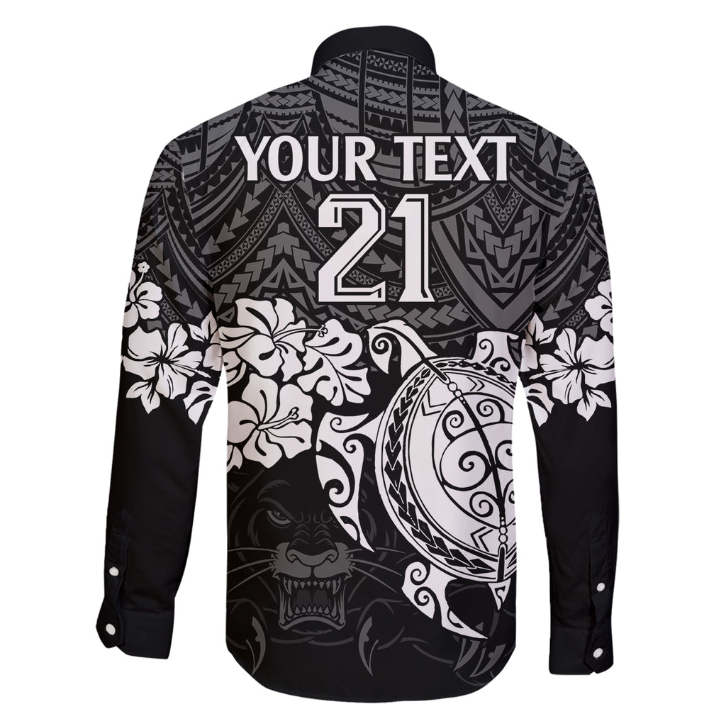 custom-panthers-rugby-family-matching-off-shoulder-maxi-dress-and-hawaiian-shirt-penrith-hibiscus-and-turtle-with-polynesian-pattern