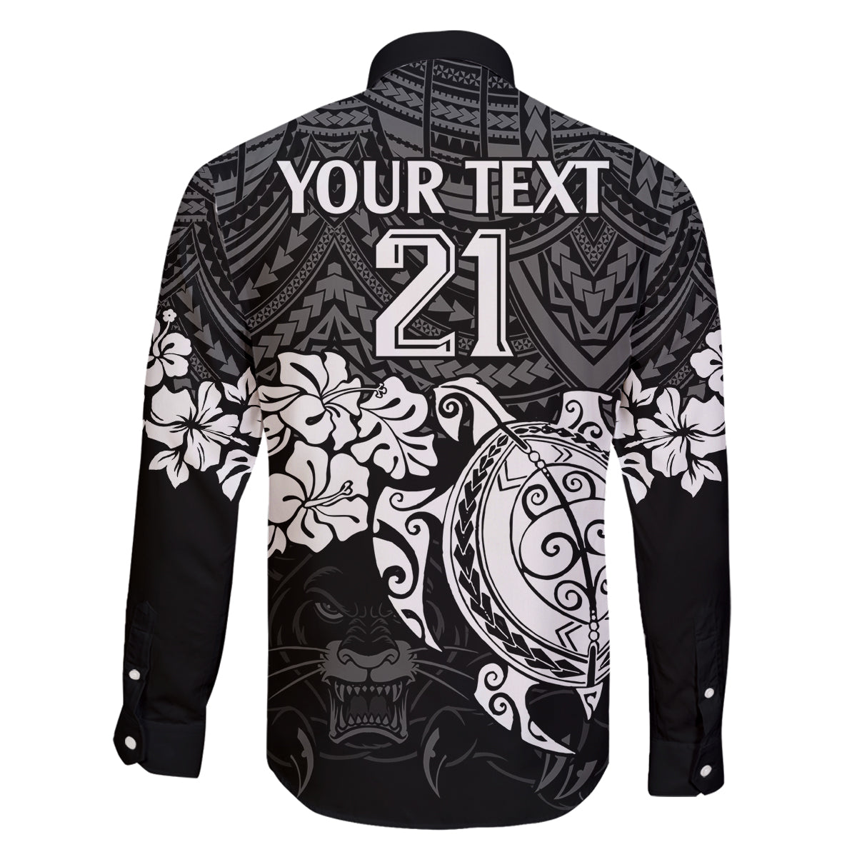 custom-panthers-rugby-family-matching-off-shoulder-maxi-dress-and-hawaiian-shirt-penrith-hibiscus-and-turtle-with-polynesian-pattern
