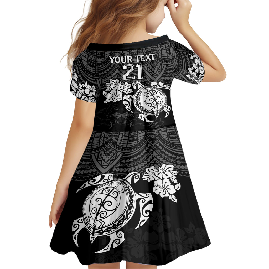 custom-panthers-rugby-family-matching-off-shoulder-short-dress-and-hawaiian-shirt-penrith-hibiscus-and-turtle-with-polynesian-pattern