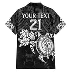 custom-panthers-rugby-family-matching-off-shoulder-short-dress-and-hawaiian-shirt-penrith-hibiscus-and-turtle-with-polynesian-pattern