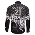 custom-panthers-rugby-family-matching-off-shoulder-short-dress-and-hawaiian-shirt-penrith-hibiscus-and-turtle-with-polynesian-pattern