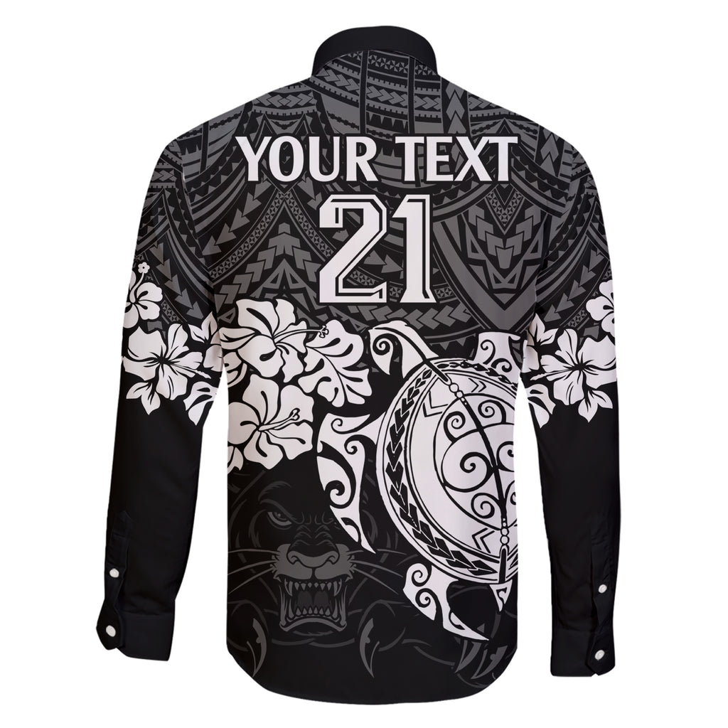 custom-panthers-rugby-family-matching-short-sleeve-bodycon-dress-and-hawaiian-shirt-penrith-hibiscus-and-turtle-with-polynesian-pattern