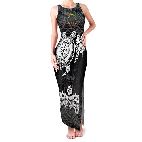 custom-panthers-rugby-family-matching-tank-maxi-dress-and-hawaiian-shirt-penrith-hibiscus-and-turtle-with-polynesian-pattern