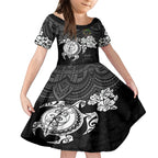 custom-panthers-rugby-kid-short-sleeve-dress-penrith-hibiscus-and-turtle-with-polynesian-pattern