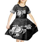 custom-panthers-rugby-kid-short-sleeve-dress-penrith-hibiscus-and-turtle-with-polynesian-pattern