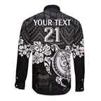custom-panthers-rugby-long-sleeve-button-shirt-penrith-hibiscus-and-turtle-with-polynesian-pattern