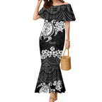 custom-panthers-rugby-mermaid-dress-penrith-hibiscus-and-turtle-with-polynesian-pattern