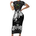 custom-panthers-rugby-short-sleeve-bodycon-dress-penrith-hibiscus-and-turtle-with-polynesian-pattern
