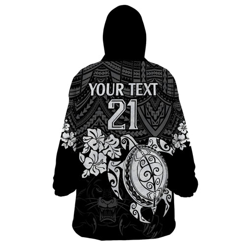 custom-panthers-rugby-wearable-blanket-hoodie-penrith-hibiscus-and-turtle-with-polynesian-pattern