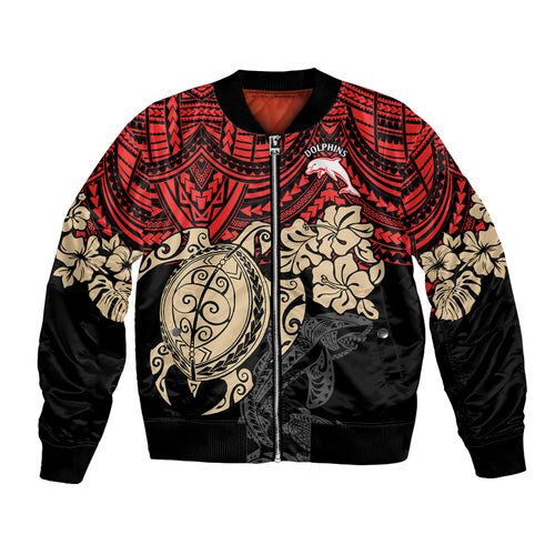 custom-dolphins-rugby-bomber-jacket-reddy-hibiscus-and-turtle-with-polynesian-pattern