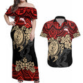 custom-dolphins-rugby-couples-matching-off-shoulder-maxi-dress-and-hawaiian-shirt-reddy-hibiscus-and-turtle-with-polynesian-pattern